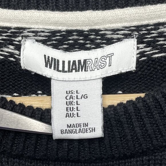 William Rast Mens Geometric Knit Sweater L Cotton Black White - Picture 2 of 5